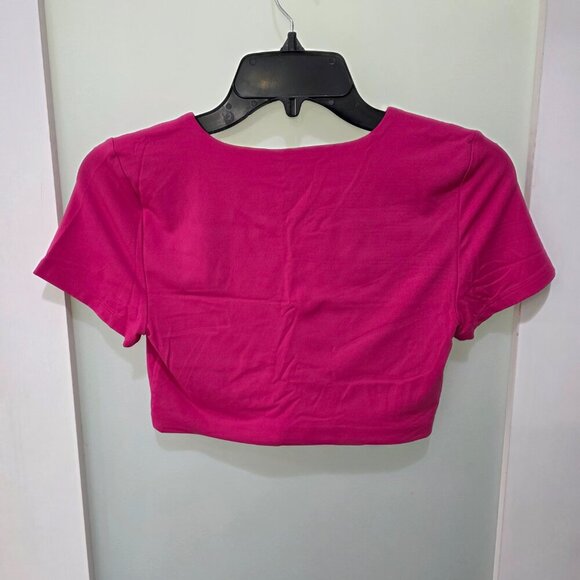 Babaton Women’s Pink Crop Top – Size M – Short Sleeve Stretch Tee - Picture 6 of 6